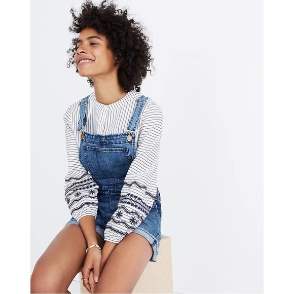 Madewell Adirondack Short Overalls Raw Hem In Dawkins Wash Size M - Picture 3 of 14